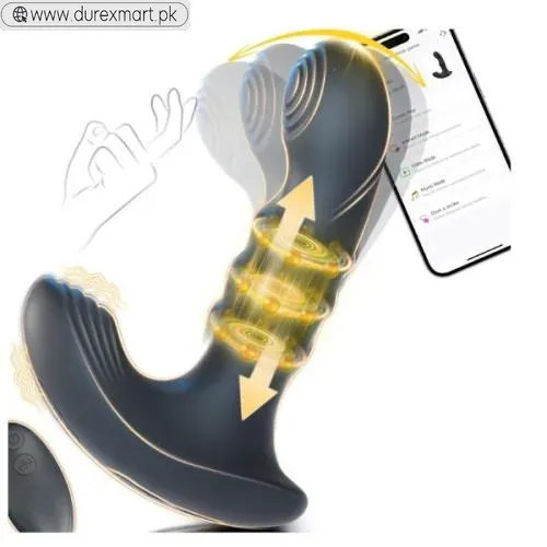 Prostate Massager with Beaded Thrusting Ring