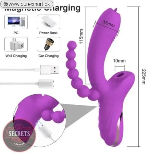 Double Headed Sucking Vibrating Beads Vibrator for Couple - view 2